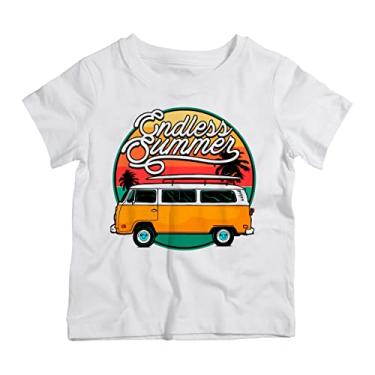 Imagem de Camiseta Infantil Branca Carro Van Kombi Verao Tropical Amarelo (8)