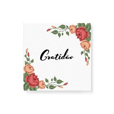 Imagem de Arte Maníacos Quadro Decorativo em Tela Canvas Gratidão Flores Fundo Branco - 50x50cm