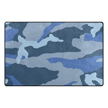 Imagem de ColourLife Camuflagem azul cinza tapete leve tapete tapete macio tapete decoração para quartos de casa entrada 78,7 x 50,8 cm