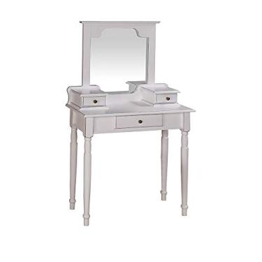 Imagem de Mini Penteadeira com 3 Gavetas Pés Torneados Branco Provençal