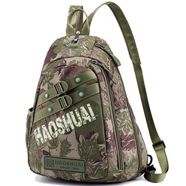 Imagem de Mochila de ombro Mochila multifuncional Bolsa de peito Mochila de estudante para viagens ao ar livre, tecido à prova d'água e resistente ao desgaste, design de orifício para fone de ouvido