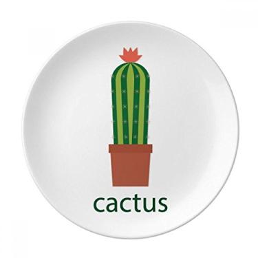 Imagem de Prato de suculentas verdes de cacto, prato decorativo de porcelana salver, louças de jantar