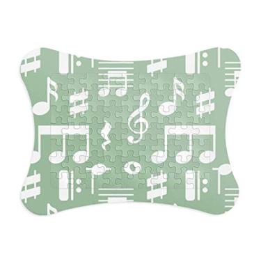 Imagem de White Music Notes Moldura verde quebra-cabeça papel cartão quebra-cabeça casa