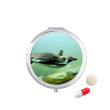 Imagem de Caixa de comprimidos com imagem natural do pinguim da Antártica do oceano, caixa de armazenamento de medicamentos