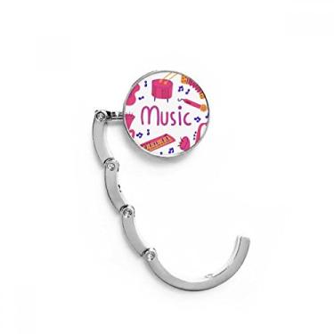 Imagem de Gancho de mesa com estampa de instrumento musical de guitarra de trombone com fecho decorativo dobrável