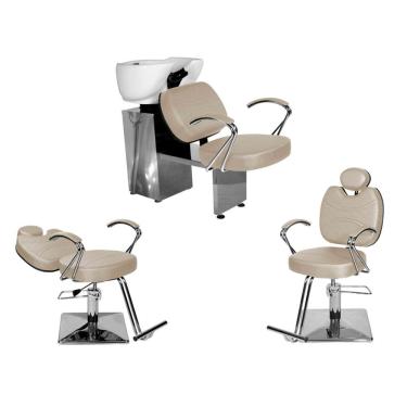 Imagem de Kit Salão Topázio 1 Cad Fixa + 1 Recl Base Quadrada + Lavatório BrancoPér