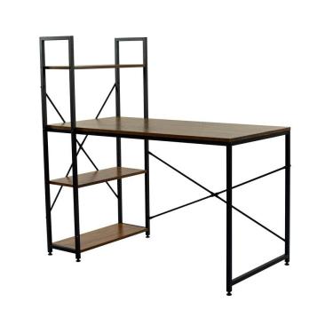 Imagem de Escrivaninha Industrial com Estante 3 Prateleiras Madeira 120x60x121 Estrutura em Ferro Galvanizado