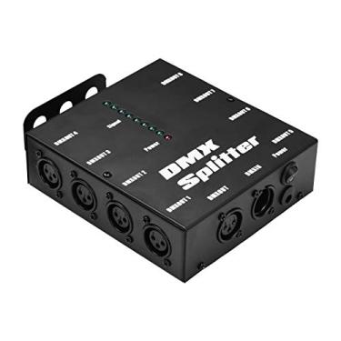 Imagem de Hosioe Distribuidor de divisor de amplificador de sinal óptico DMX512 1 entrada e saída direta 8 saídas independentes para controlador de luz console de palco festa DJ clube disco KTV luz com adaptador de