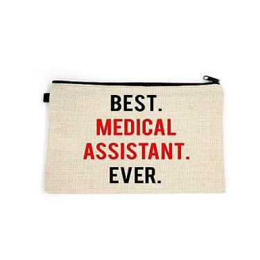 Imagem de Bolsa de maquiagem de assistente médico, presente para assistente médico, bolsa de cosméticos para assistente médico, melhor assistente médico de todos os tempos, bolsa de higiene pessoal, para ela, bolsa de maquiagem para mulheres, bolsa de , Branco
