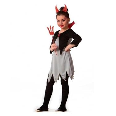 Imagem de Fantasia de Halloween Diabinha Charmosa Infantil Com Tiara e Tridente M 5-8