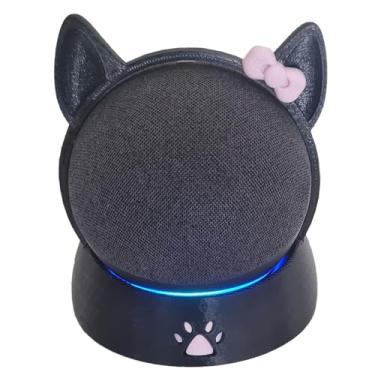 Imagem de Genérico Suporte Base Preta para Alexa Echo Dot 4 e 5 Gatinha Kitty Black Cat
