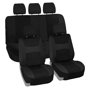 Imagem de Capas de assento automotivas pretas ajuste universal conjunto completo para a maioria dos carros, SUVs e caminhões (airbag lateral compatível com banco dividido) FH Group FB030BLACK115-SEAT