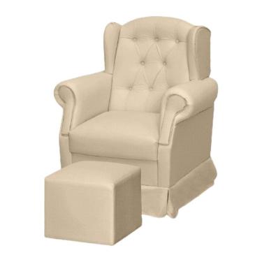 Imagem de Poltrona de Amamentação Leticia Com Puff Reto Maternidade Corino Bg - Phoenix Baby