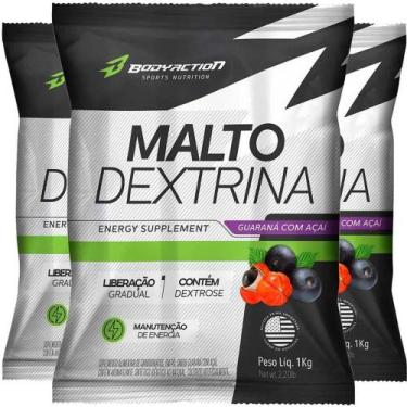 Imagem de 3X Suplemento Energetico Malto Dextrina Dextrose 1Kg Bodyaction - Body