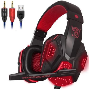 Imagem de Fones de ouvido PC780 Gamer Over-Ear com microfone - preto/vermelho