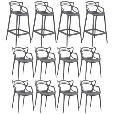 Imagem de Kit - 8 X Cadeiras + 4 X Banquetas Altas Masters Allegra - Ci