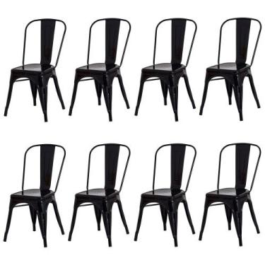 Imagem de Kit 8 Cadeiras Tolix Iron Design Preta Aço Industrial Sala Cozinha Jan