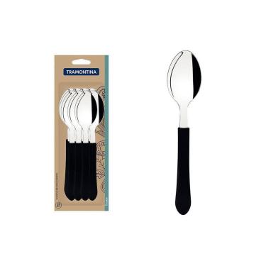 Imagem de Conjunto De Colheres De Mesa Leme Com Lâminas Inox E Cabos De Polipropileno Preto 12pçs - Tramontina