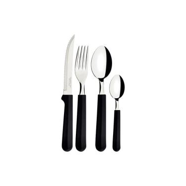 Imagem de Faqueiro Tulum Com Lâminas Em Inox E Cabos De Polipropileno Preto 24pçs - Tramontina