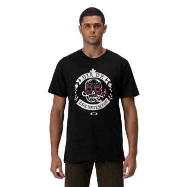 Imagem de Camiseta Oakley Masculina Dia De Los Muertos Skull Graphic Tee Casual