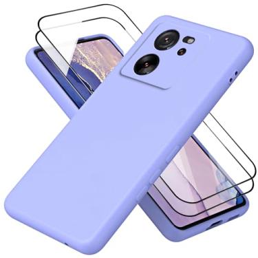Imagem de XINYEXIN Capa de silicone para Motorola Moto G84, com 2 protetores de tela de vidro, capa de telefone ultrafina flexível à prova de choque - roxa