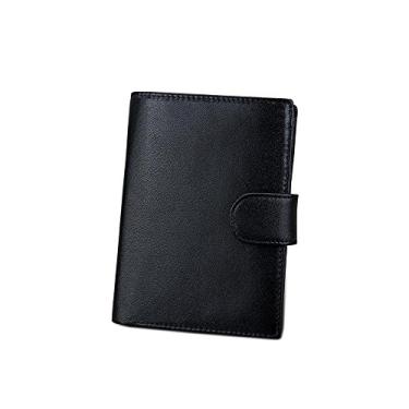 Imagem de Carteira masculina de couro, porta-cartão de crédito Manyip dobrável, bolso para moedas, carteira com proteção contra roubo RFID. Material de proteção selecionado