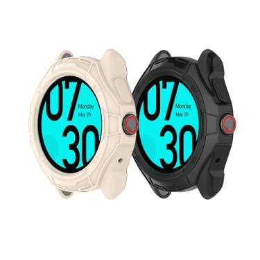 Imagem de Methray Capas de relógio compatíveis com capa Ticwatch Pro 5 (sem protetor de tela), acessórios de capa protetora de TPU macio (luz das estrelas + preto)