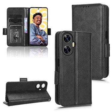 Imagem de Kukoufey Capa para Oppo Realme C55 4G RMX3710 Capa flip de couro com suporte, capa para Oppo Realme C55 capa preta