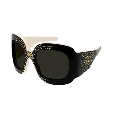 Imagem de Gucci GG1093S Pista de Hollywood Óculos de Sol Grandes em Formato de Envoltório + Pacote com Kit de Óculos de Luxo eShades, 60mm, Preto