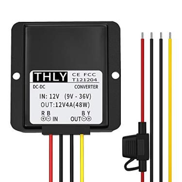 Imagem de Estabilizador de voltagem para carro, protetor de surto de 12 V, estabilizador de tensão de carro 4A 48W com fusível à prova d'água, regulador de tensão CC de 12 V para proteção do sistema solar de