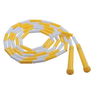 Imagem de Champion Sports Cordas de salto com contas segmentadas de plástico clássico - Phys. Ed, academia, fitness e uso recreativo, 2,5 m, amarelo/branco