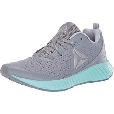 Imagem de Reebok Tênis de corrida infantil Flashfilm Runner, Cinza/Azul/Prata, 16