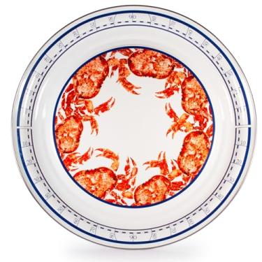 Imagem de Golden Rabbit Enamelware – Padrão de casa de caranguejo – Bandeja redonda de 50,8 cm