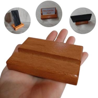 Imagem de Suporte Cartão de Visita Celular tablet Organizador Madeira