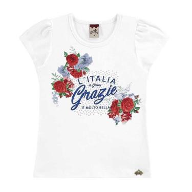 Imagem de Blusa Infantil Baby Look Cotton Estampa Floral Glinny Branca-Feminino