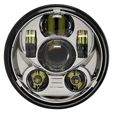 Imagem de ToKnoMe Farol LED 5-3/4 5,7 polegadas compatível com Harley Davidson Dyna Sportster Iron 883 1200 Low Rider XLH883 Super Glide Softail Custom XLH1200 Forty-Eight SuperLow Street 500 750 (Chrome)