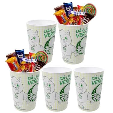 Imagem de 5 Copos do Palestra Verdão Palmeiras para Festa Decoração Tema do Palmeiras Infantil e Adulto Revenda Original Plasútil Produto Licenciado Copos de 320ml