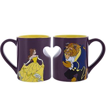 Imagem de Disney Parks Princesa Bela e Fera Caneca romântica coração conjunto de 2, 355 ml