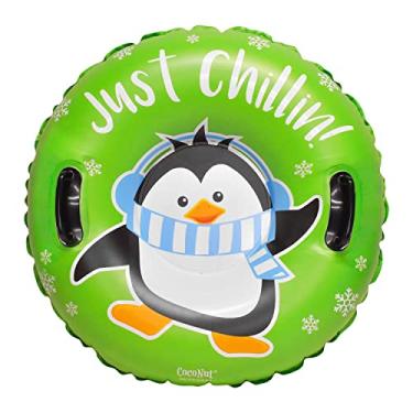 Imagem de CocoNut Outdoor - Anel de neve inflável de pinguim de 81 cm - Trenó de neve resistente "Just Chillin" com alças resistentes para crianças, adolescentes e adultos - Tobogã resistente ao frio - Tubo