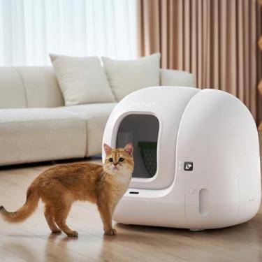 Imagem de Caixas de Areia para Gatos, PuraMax 2 Banheiro Inteligente Gato Tuya WIFI Controle de APP Caixa Areia Autolimpante Banheiro Gato,76L Espaço Grande