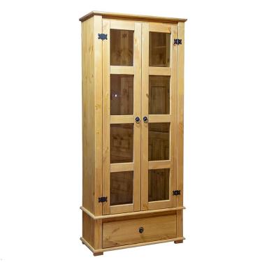 Imagem de Cristaleira de Madeira Maciça Rústica 2 Portas Mel Shop JM