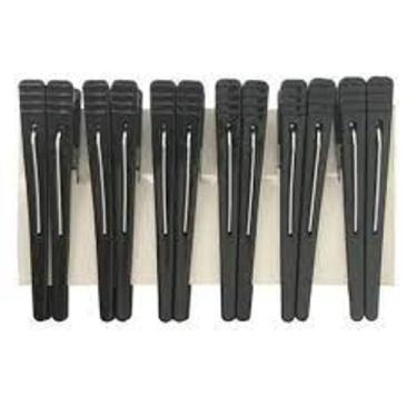 Imagem de Kit Bico De Pato Plástico/Salão Para Cabelo - presilhas, Preto