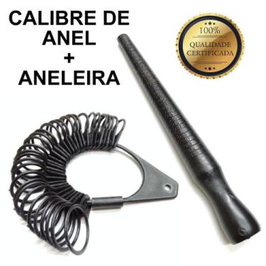 Imagem de Calibre De Anel Bastão Pau De Medir + Aneleira De Dedos Aro Calibre ou