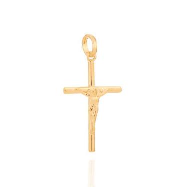 Imagem de Pingente banhado ouro 3x 24k 18k e 22k unissex crucifixo cruz com cris