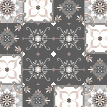 Imagem de Azulejo Adesivo Lavável Azulejo Grego Em Tons De Cinza Bege E Branco P