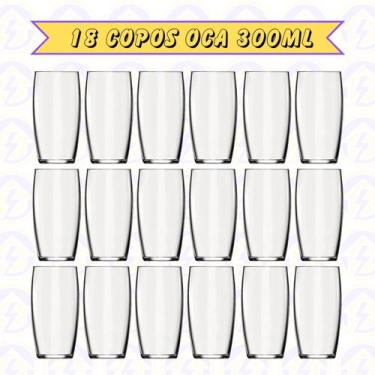 Imagem de Jogo 18 Copos Oca 300 ML Transparente Elegante Bebibas Sucos - NADIR F