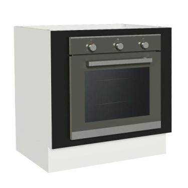 Imagem de Balcão para Forno de Embutir 80 x 60 cm Sem Tampo Madesa, Branco/Preto