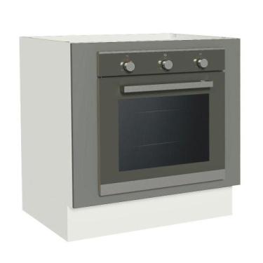 Imagem de Balcão para Forno de Embutir 80 x 60 cm Sem Tampo Madesa, Branco/Cinza