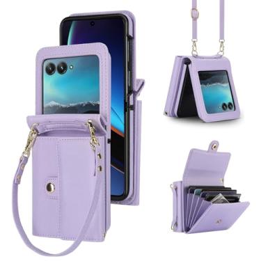 Imagem de Capa de celular para Motorola Razr Plus 2024/Moto Razr 50 Ultra capa carteira com alça de pulso transversal com suporte para cartão de crédito com suporte para celular com bloqueio de RFID RazrPlus