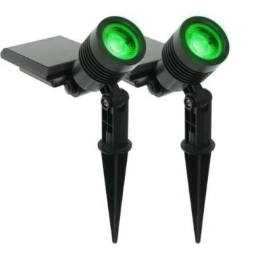 Imagem de Kit 2 Espeto Refletor Led Spot Solar Verde Externo Jardim - ECOFORCE